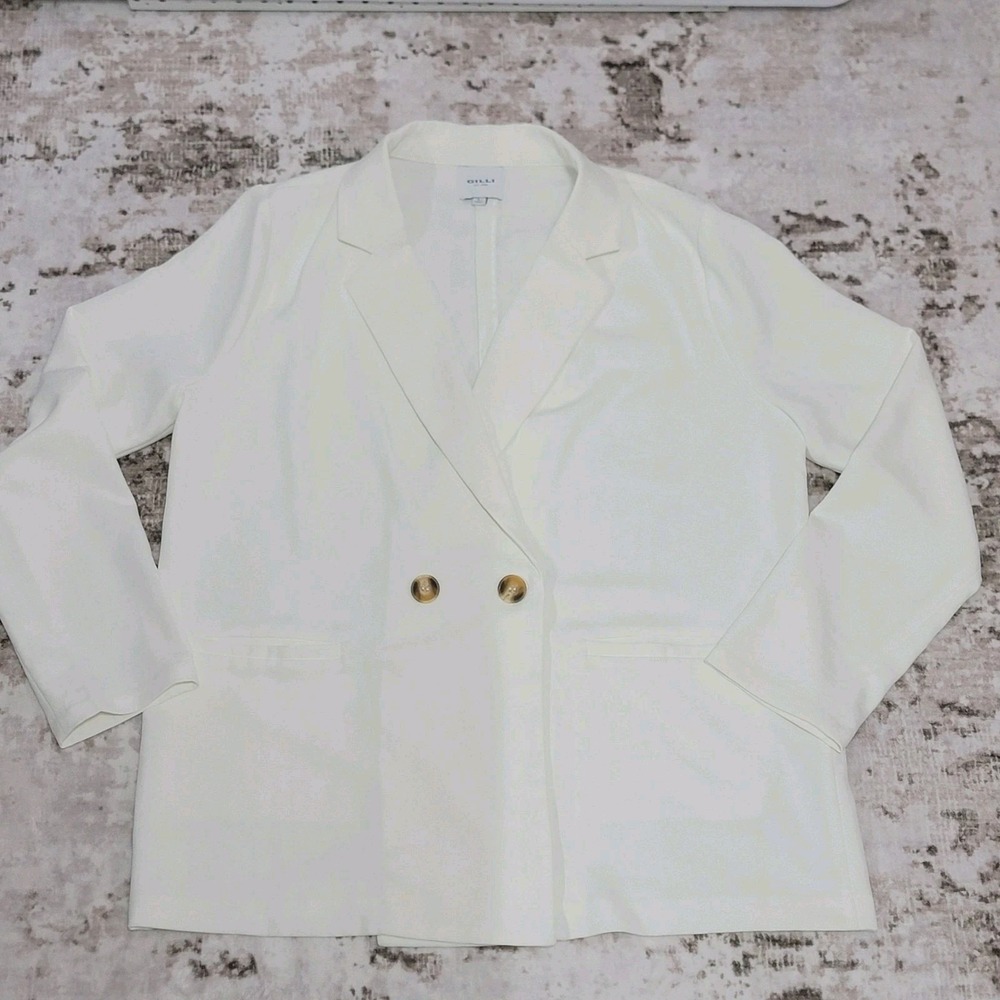 White Tailored Blazer Size Large Lightweight Workwear Casual Gilli